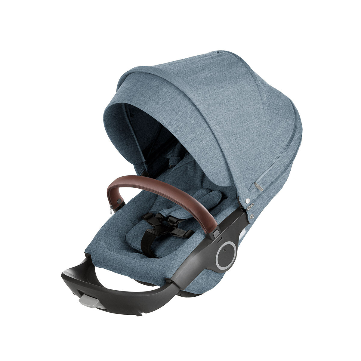Stroller Seat Nordic Blue, Leatherette Handle Brown